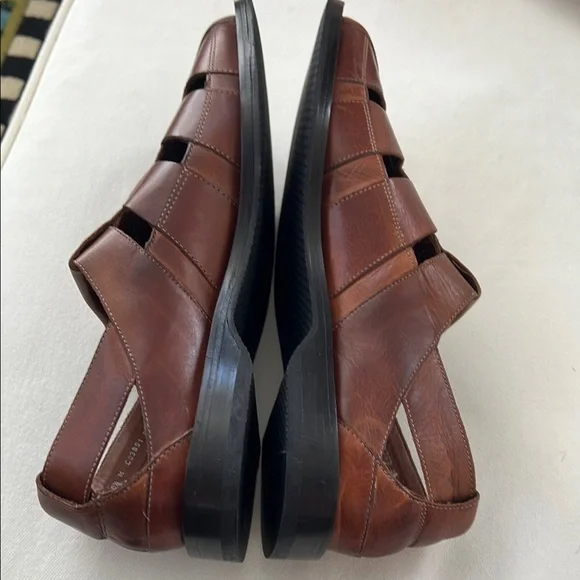 Cole Haan Slip On Sandals Men's Size 10.5 M Brown Leather Fisherman Huarache - Picture 10 of 13